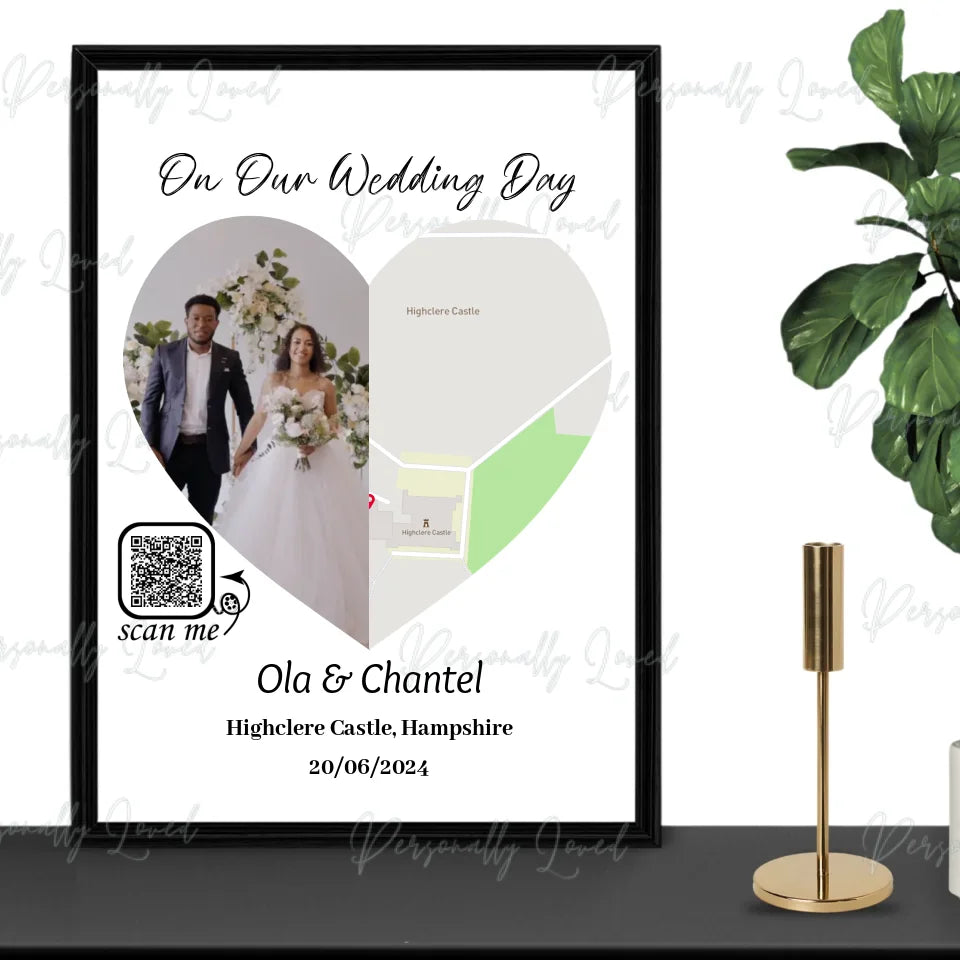 Personalised Wedding Framed Photo Map