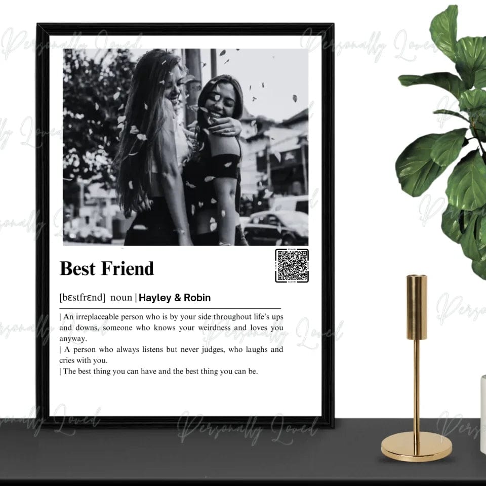 Personalised Best Friends Framed Wall Art with AI-B&W Effect