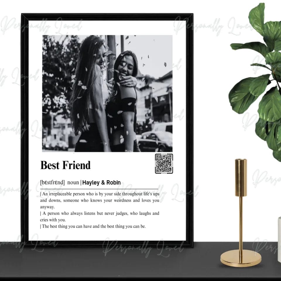 Personalised Best Friends Framed Poster with AI-Black & White Effect