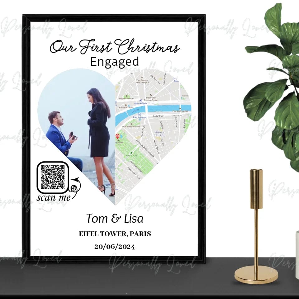 Personalised First Christmas Engaged Framed Wall Art