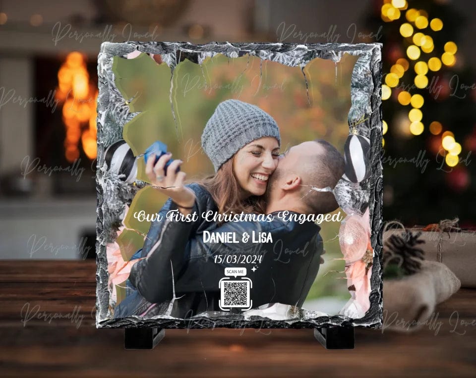 Personalised First Christmas Engaged Slate