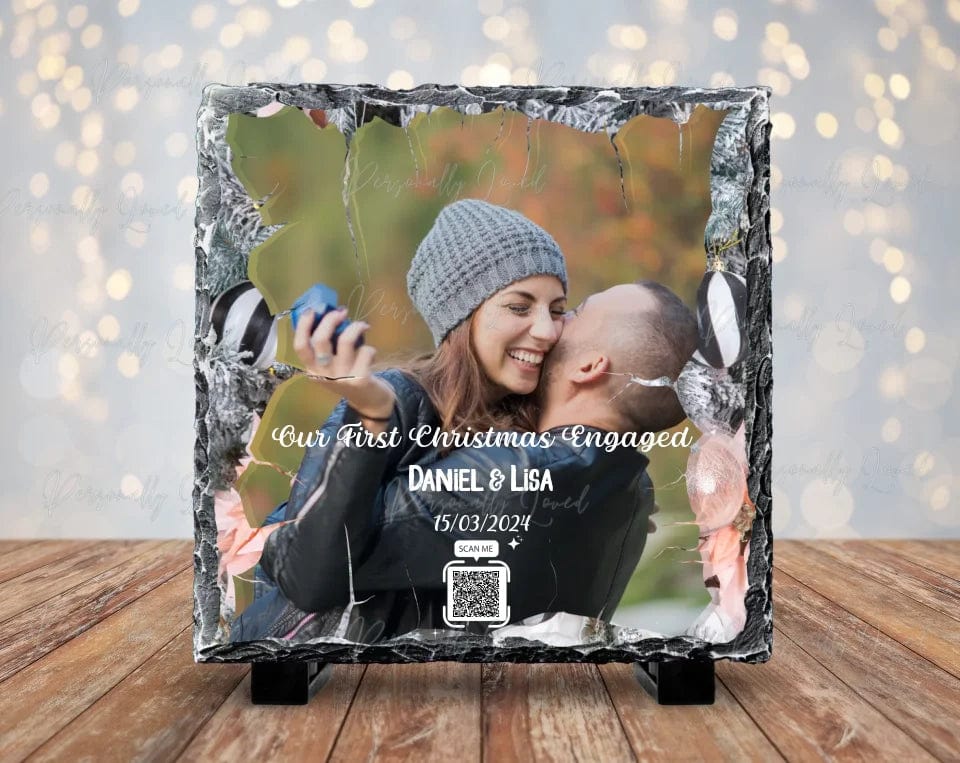 Personalised First Christmas Engaged Slate