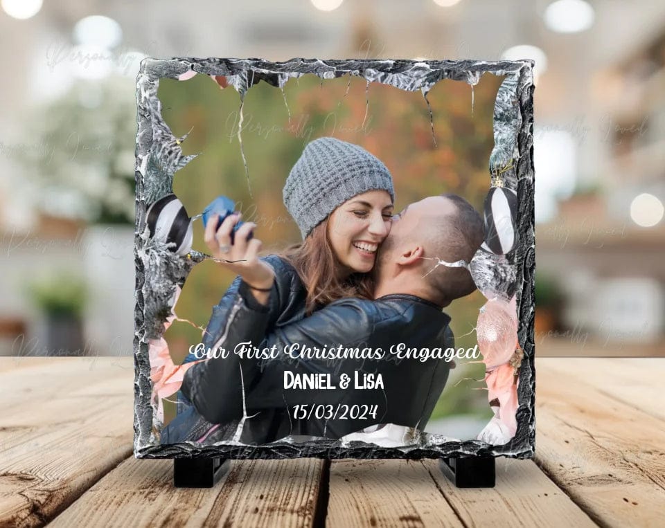 Personalised First Christmas Engaged Slate