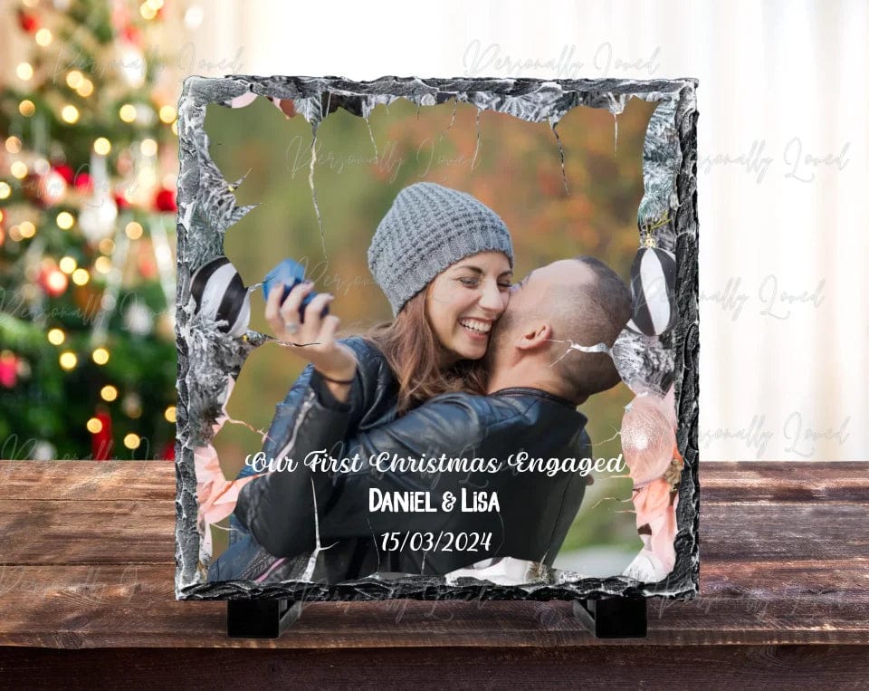 Personalised First Christmas Engaged Slate