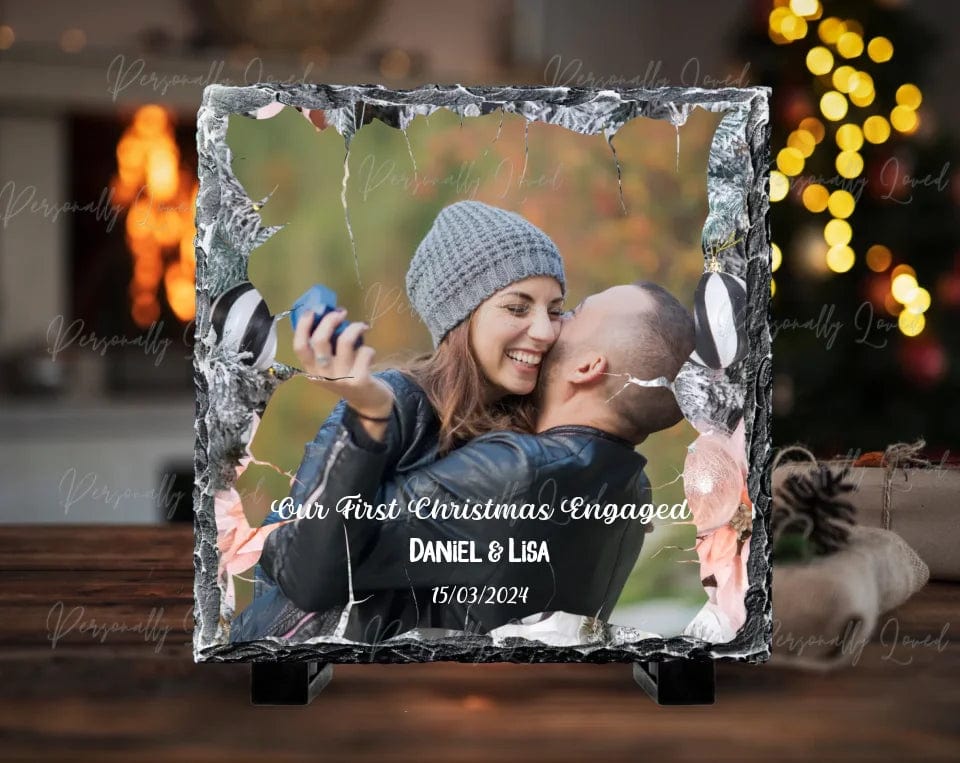 Personalised First Christmas Engaged Slate