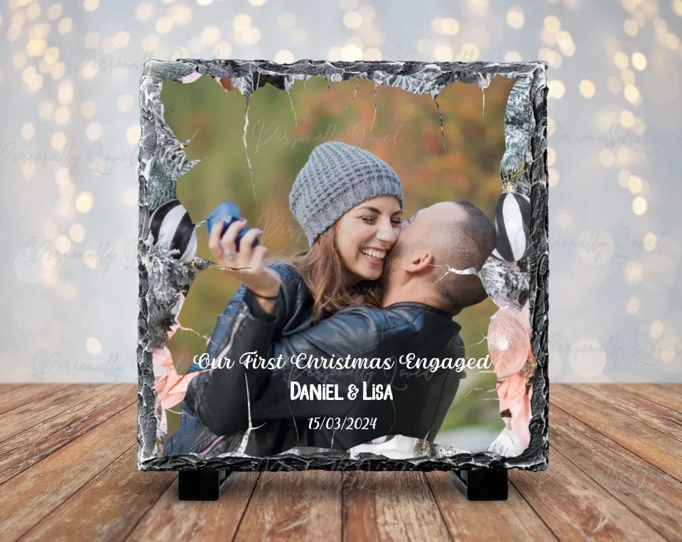 Personalised First Christmas Engaged Slate