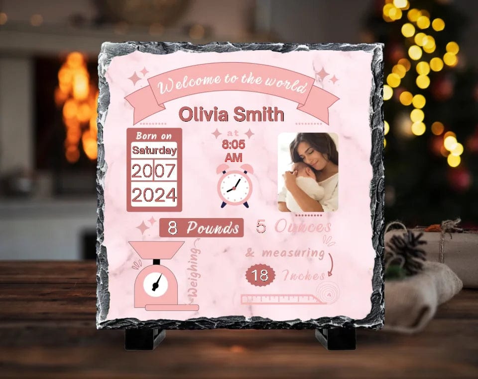 Personalised Newbirth Stat Square Slate