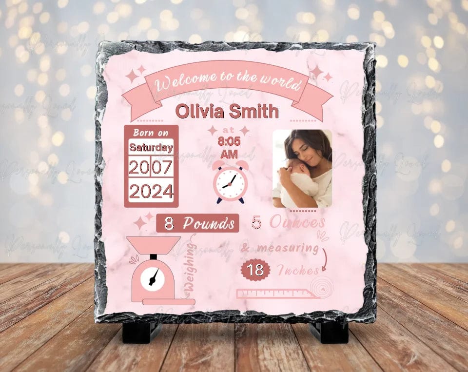 Personalised Newbirth Stat Square Slate