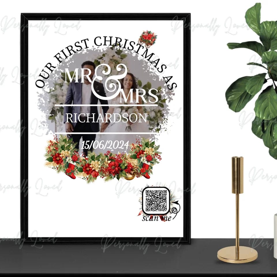 Personalised First Christmas Married Framed Poster