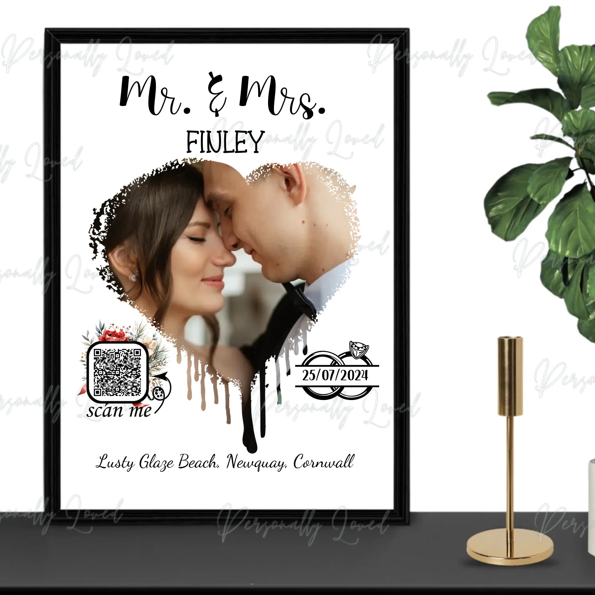 Personalised Wedding Framed Wall Poster | Video Memory Gi...