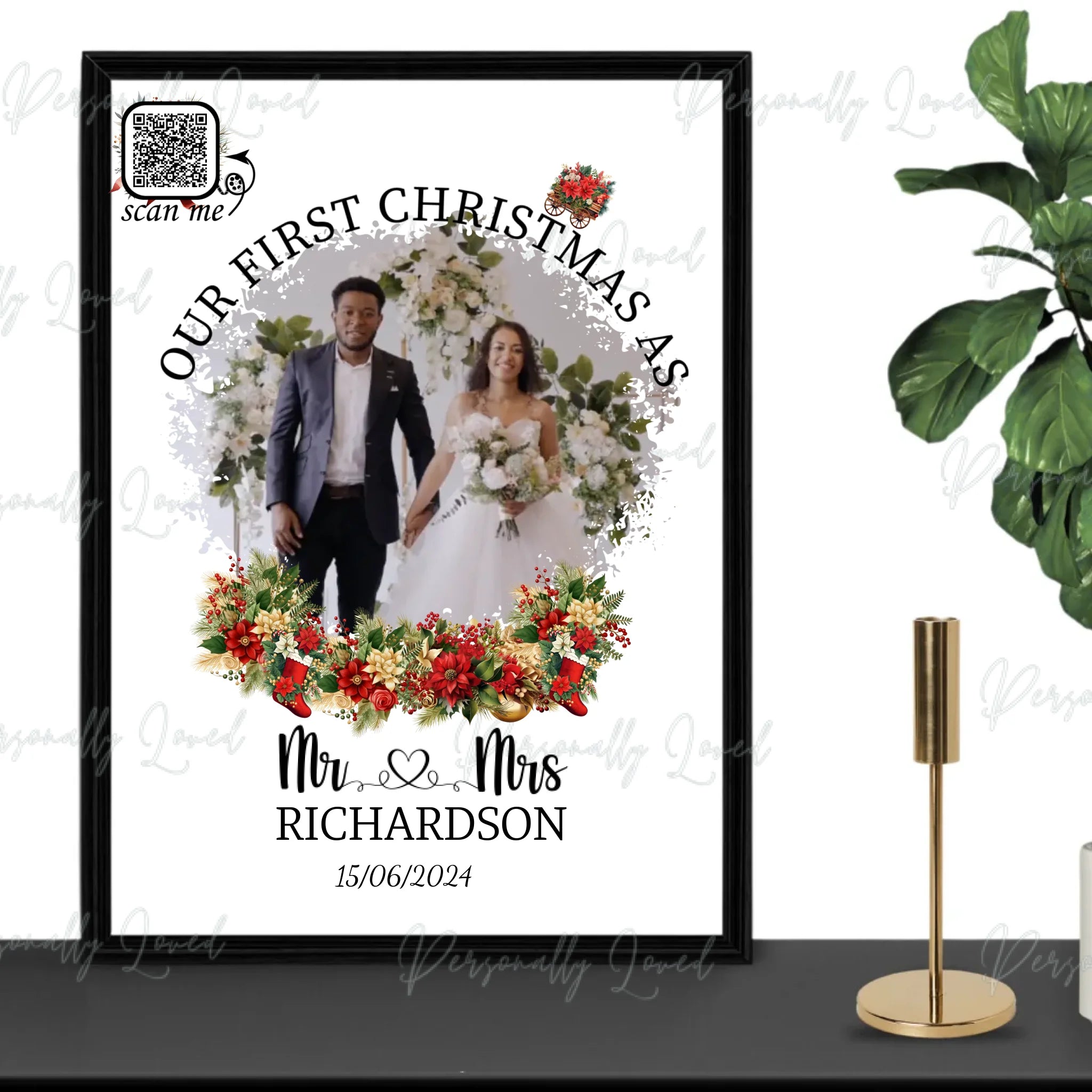 Personalised First Christmas Married Framed Poster