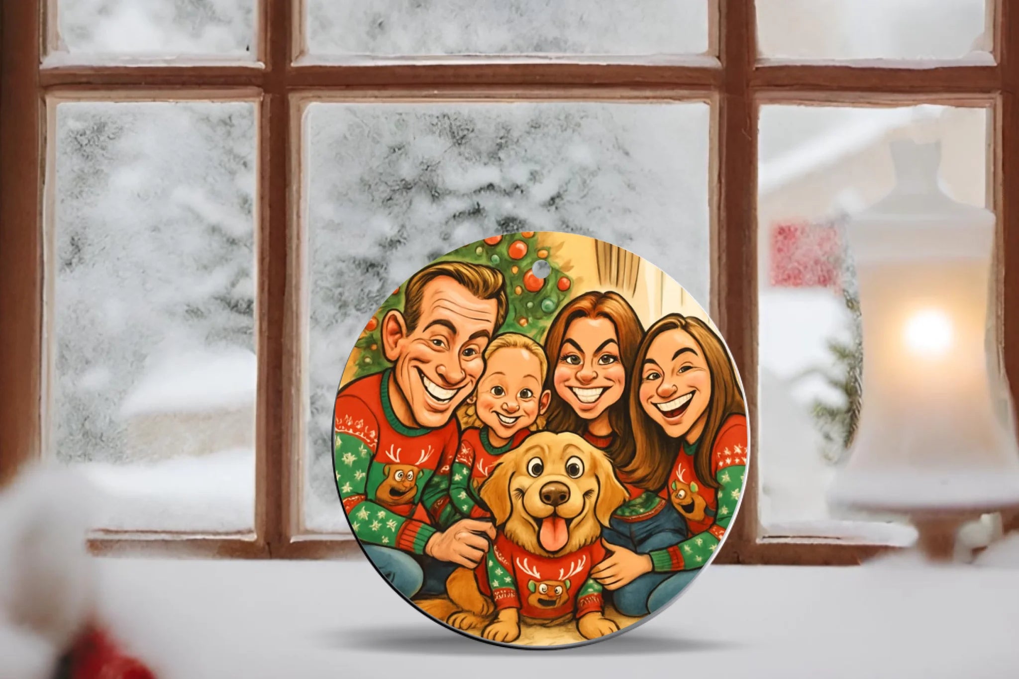 Custom Caricature Photo Ornament | Personalised Christmas Gift