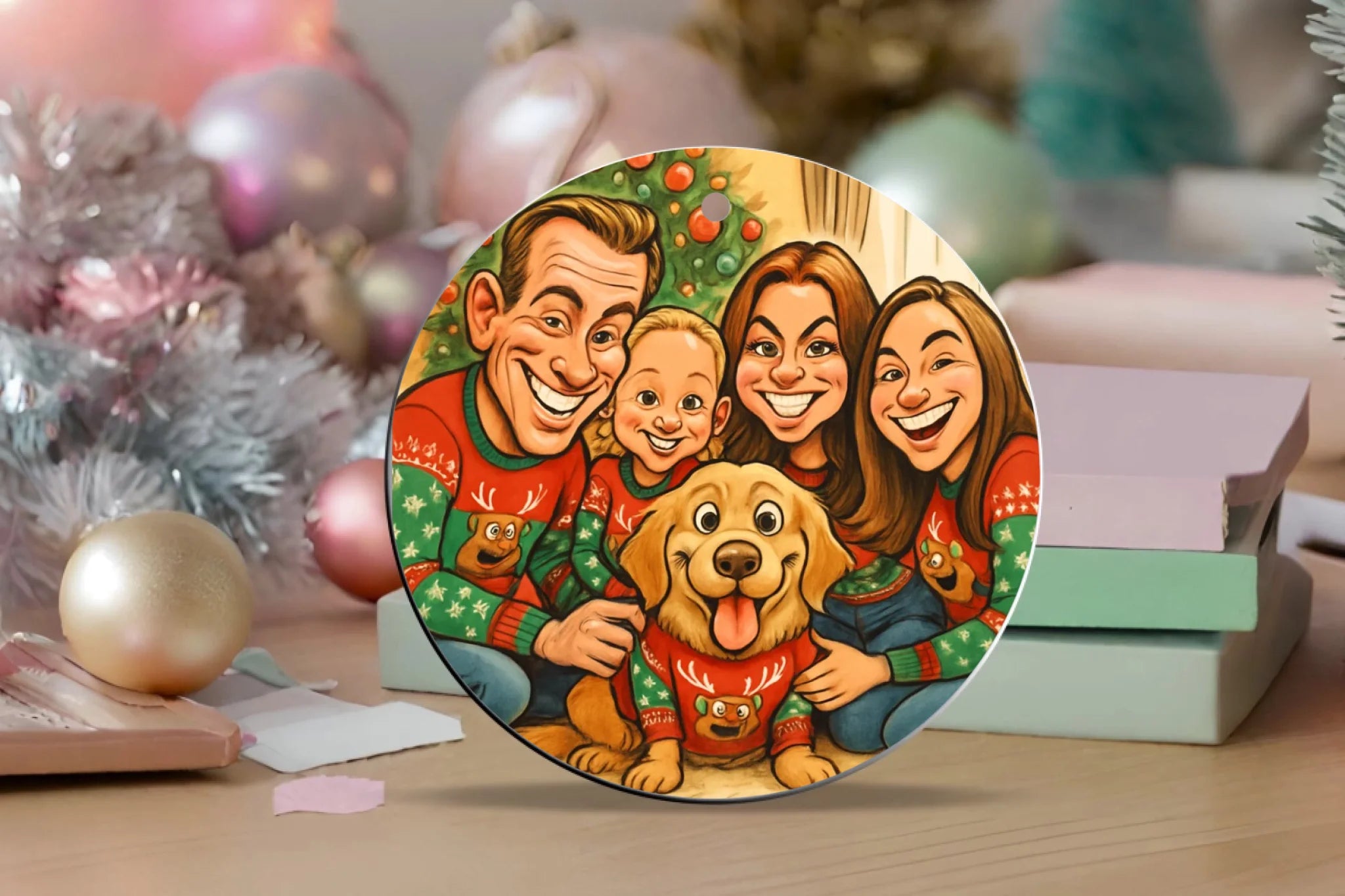 Custom Caricature Photo Ornament | Personalised Christmas Gift